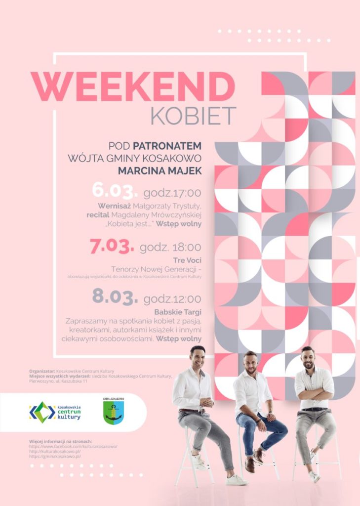 plakat dzien kobiet v2, , : Kosakowo zaprasza na Weekend Kobiet: koncerty, wernisaż i targi dla Pań | Portal i Telewizja Kaszuby24
